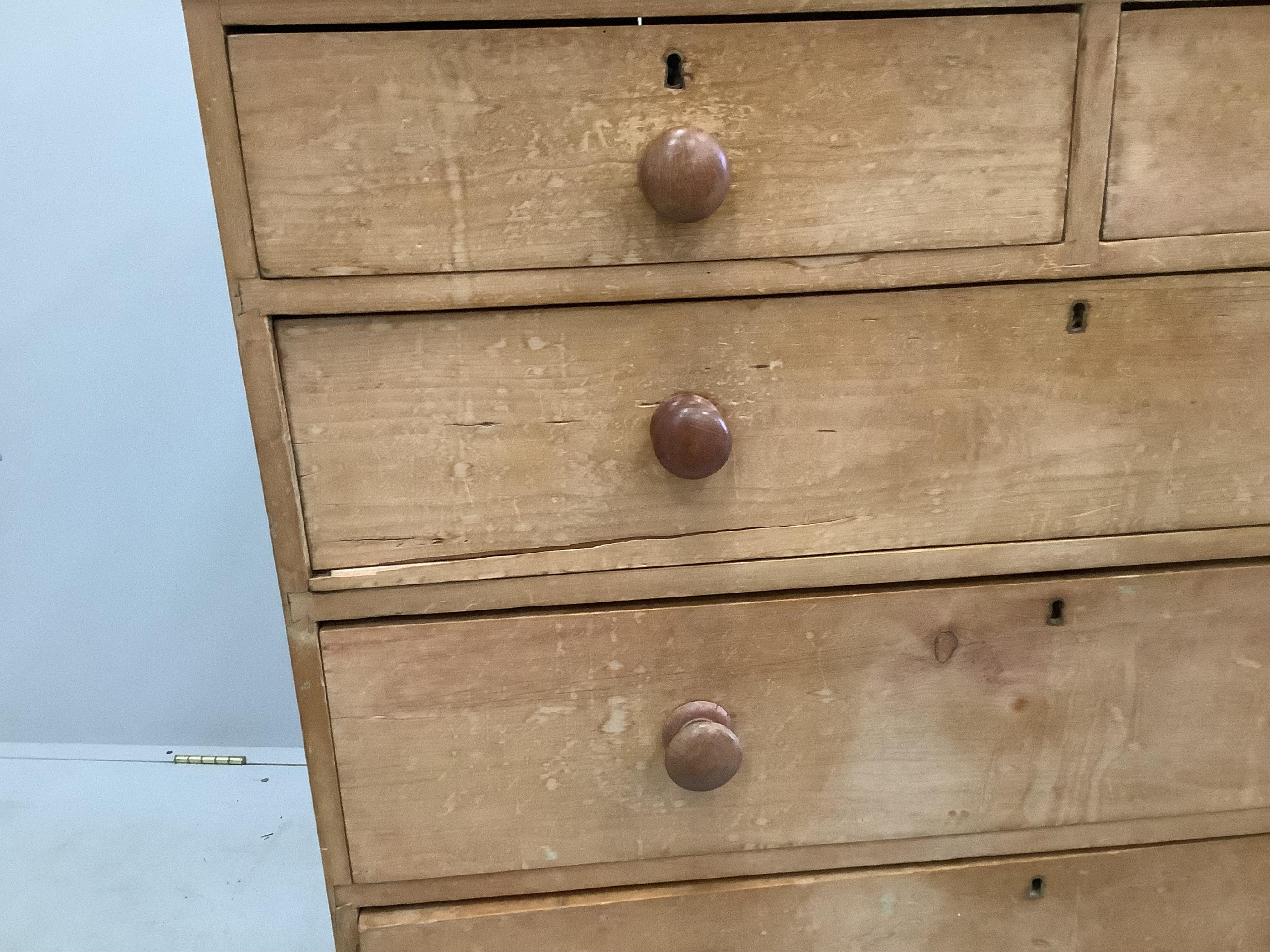A Victorian pine chest, width 104cm, depth 52cm, height 102cm. Condition - fair